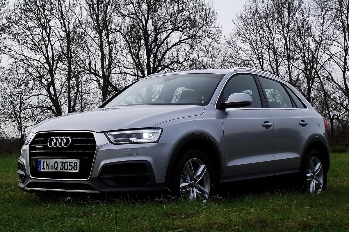 A silver Audi Q3 SUV, front three-quarter view