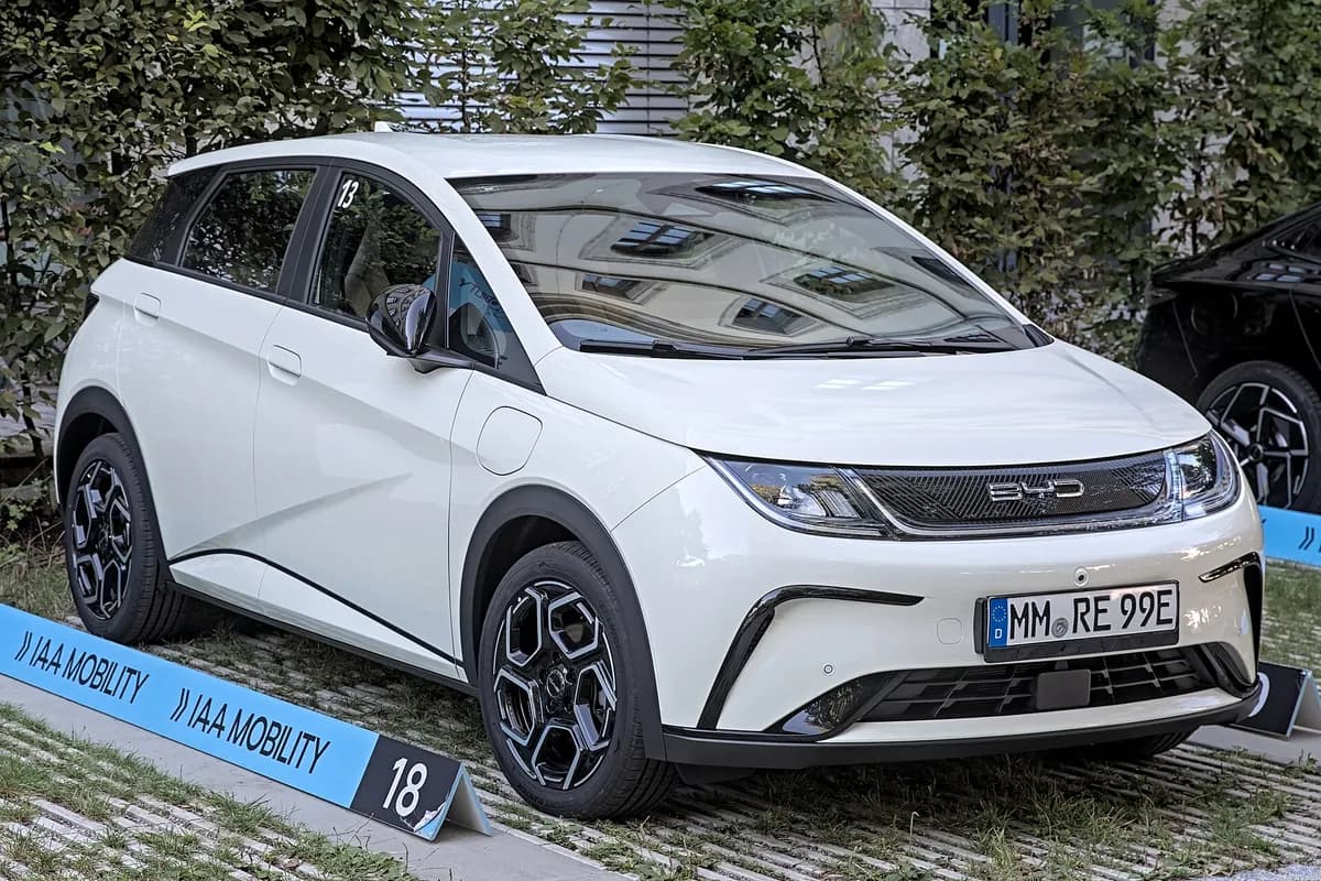 A BYD Dolphin, front three-quarter view