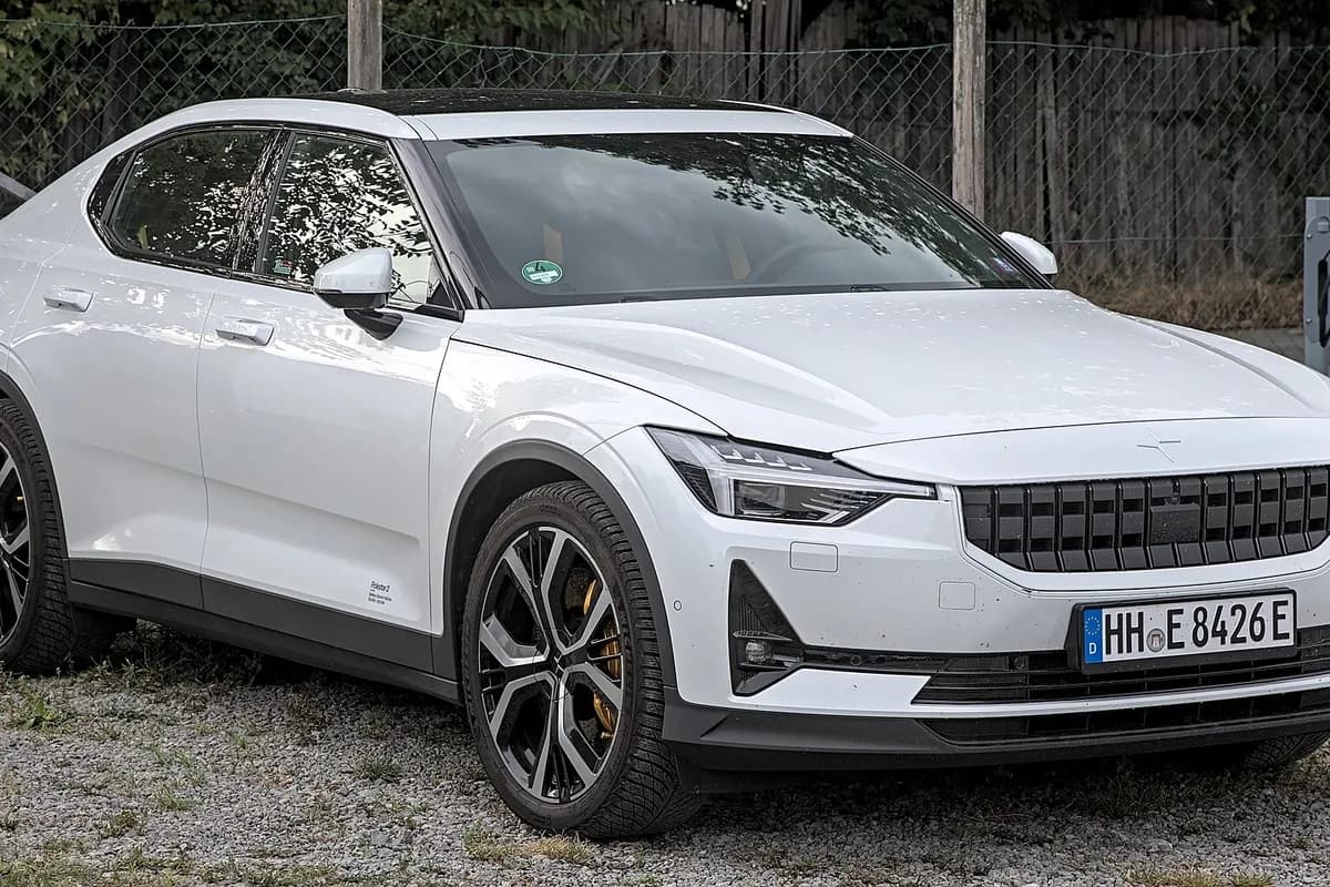A Polestar Polestar 2, front three-quarter view