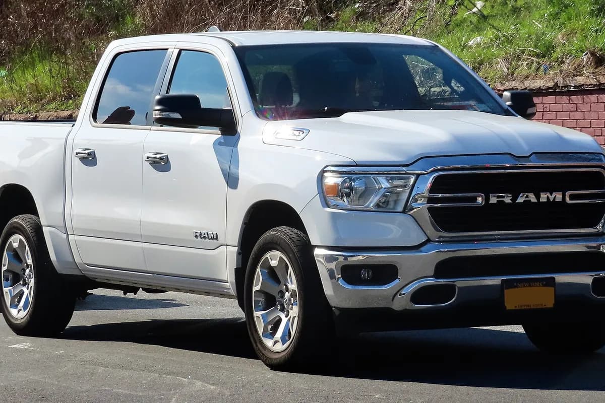 A RAM 1500, front three-quarter view