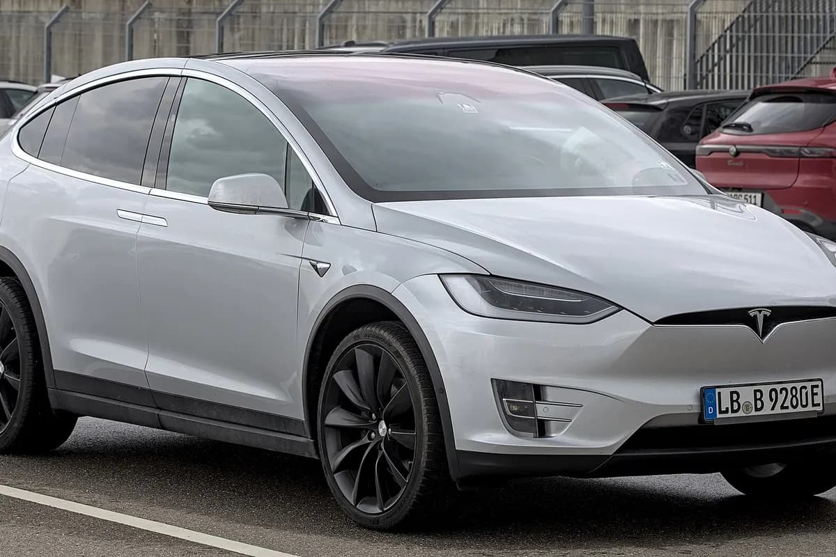 A Tesla Model X, front three-quarter view