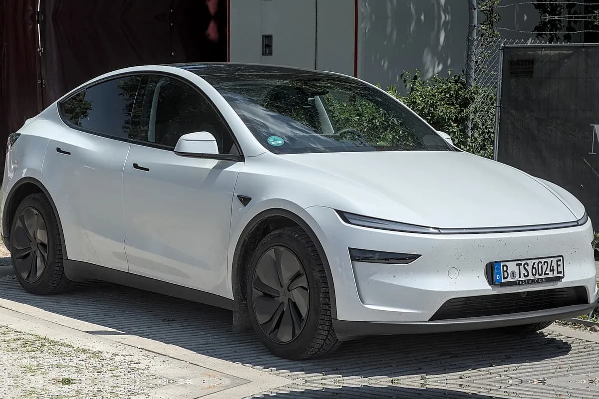 A Tesla Model Y, front three-quarter view